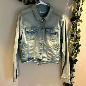 Light Blue Jean Jacket With Rose Gold Buttons